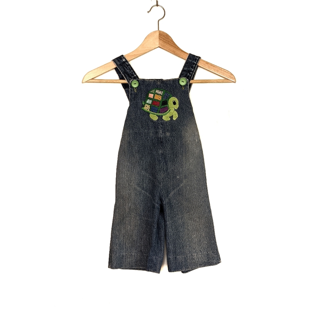 🍩Vintage Embroidered Turtle Baby Denim Overalls🍩